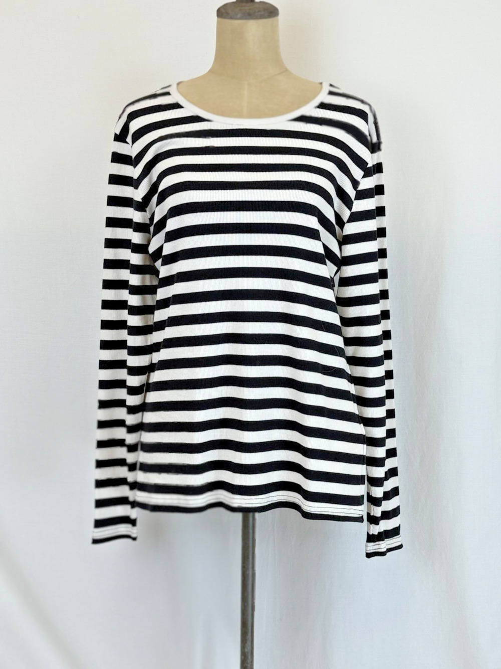 NWT Soya Concept Boutique Long Sleeve Striped Black White Top #0409 Size XS
